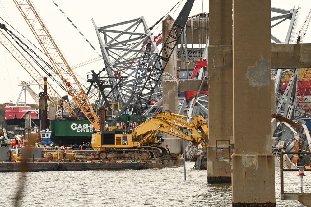 Dali Container Ship Leaves Baltimore After Key Bridge Collapse